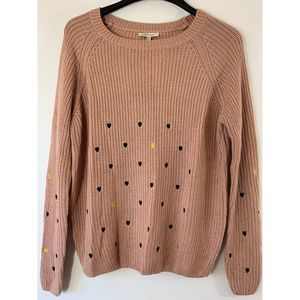 Pink Knit Black Polka Dot Hearts Sweater